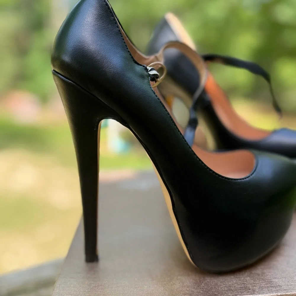 Black Platform Stiletto Heels 6.25” heel - Picture 2 of 6